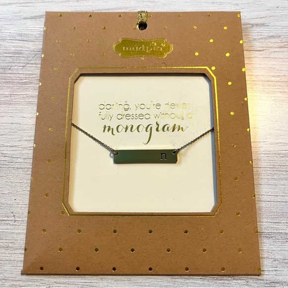 NWT MUDPIE “n” Monogram Necklace - Picture 2 of 2